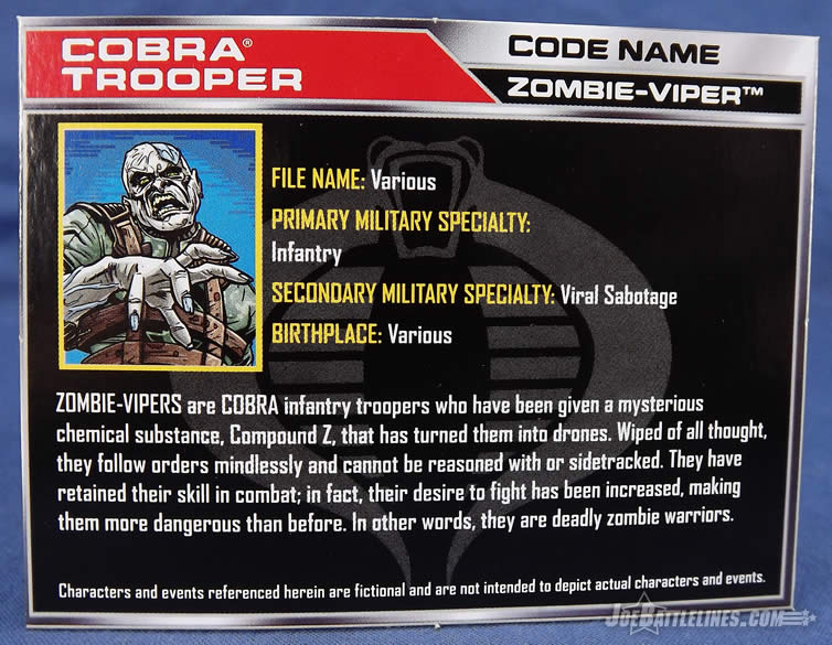 G.I. Joe Zombie Patrol Zombie Viper two-pack file card