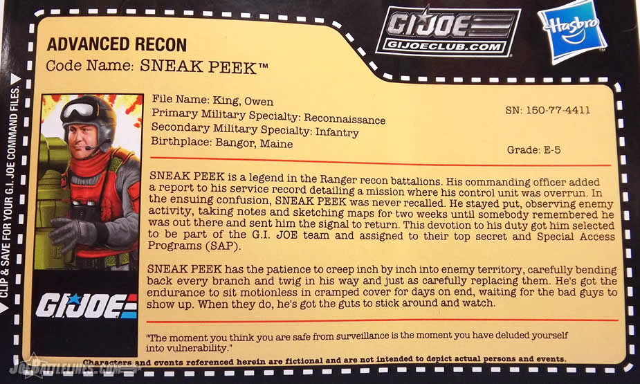 G.I. Joe FSS 5 Sneak Peek file card
